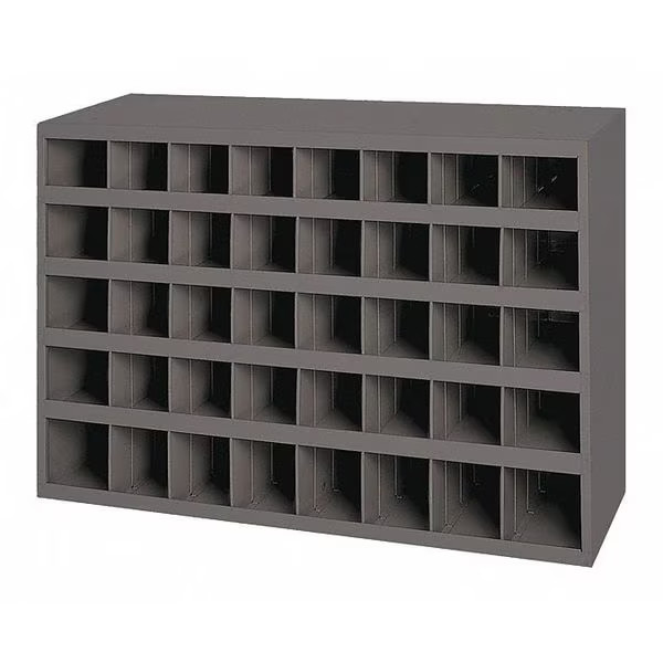 Pigeonhole Bin Unit, 33.75 in W x 8.5 in D x 22.25 in H, 40 Compartments, Gray,