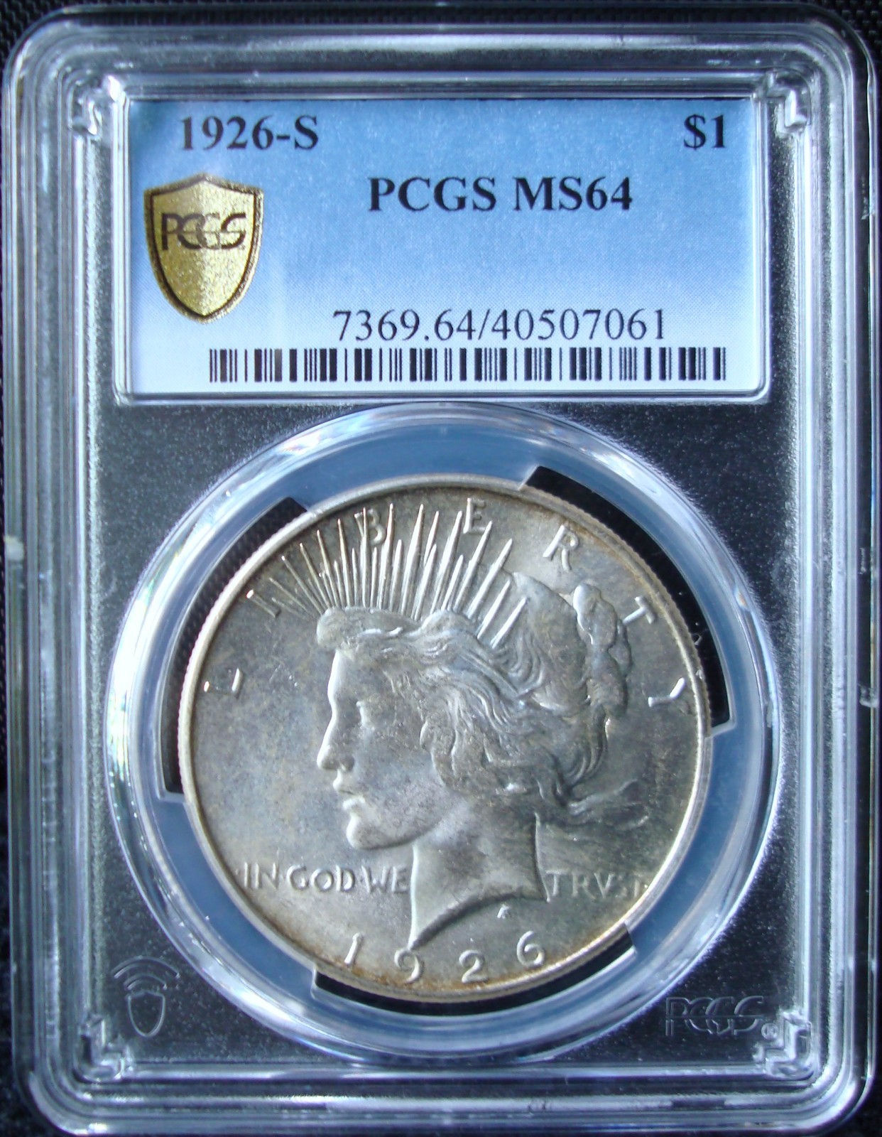 1926-S Peace Silver Dollar - PCGS MS 64 - Gold Shield