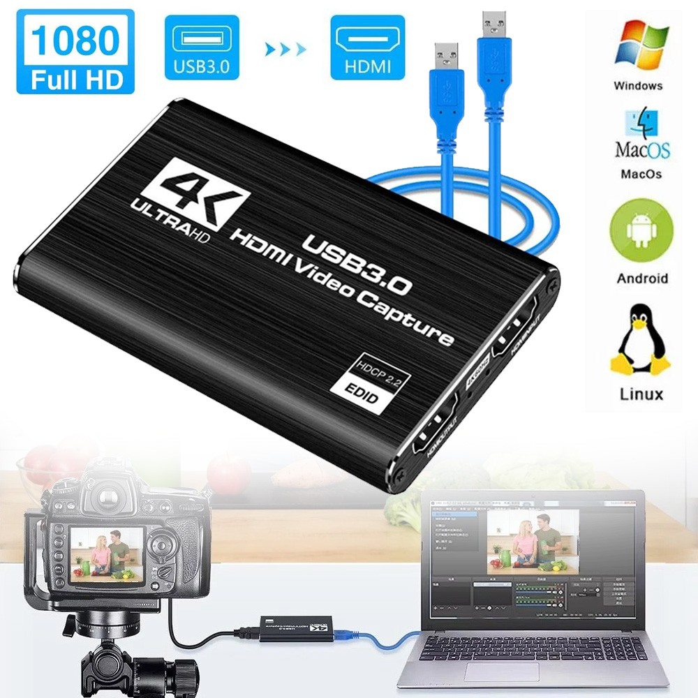 4K Audio Video Capture Card USB 3.0 HDMI Video Capture Device Full HD Recording