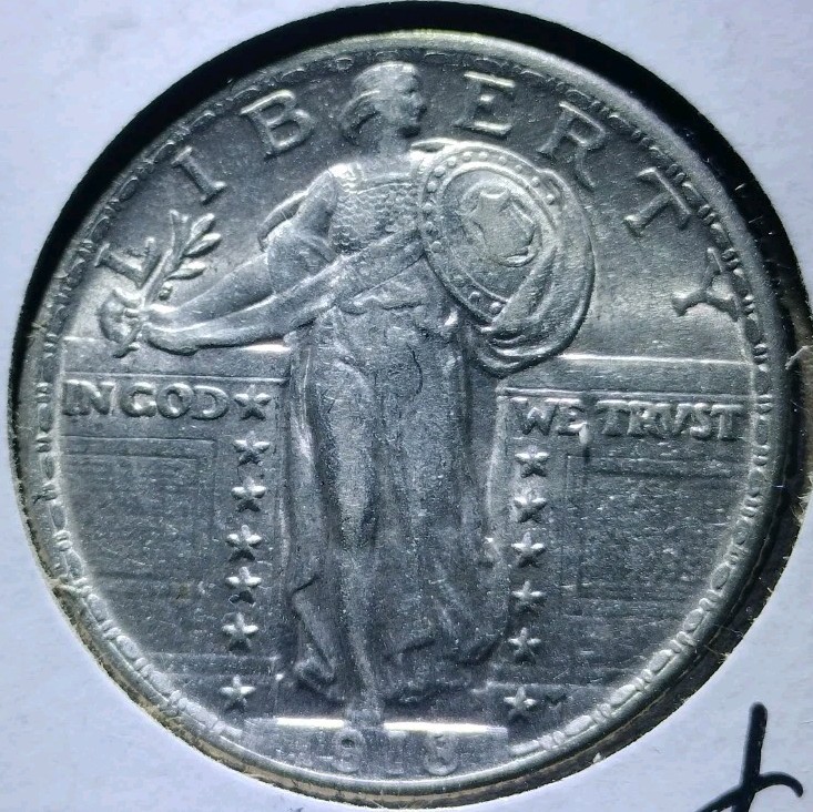 1918 25c Standing Liberty Silver Quarter in AU CONDITION