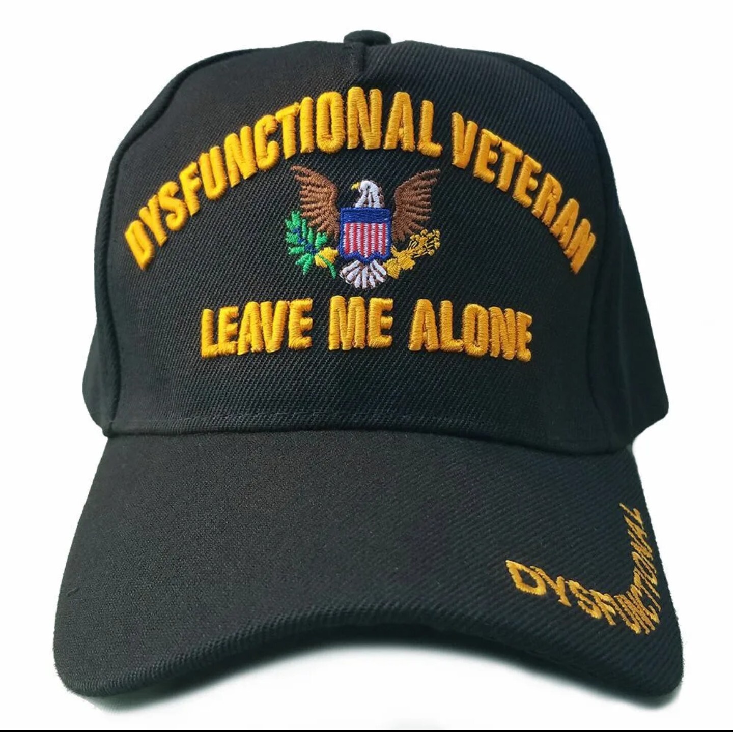 Black Dysfunctional Veteran "Leave Me Alone" Embroidered Cap Hat