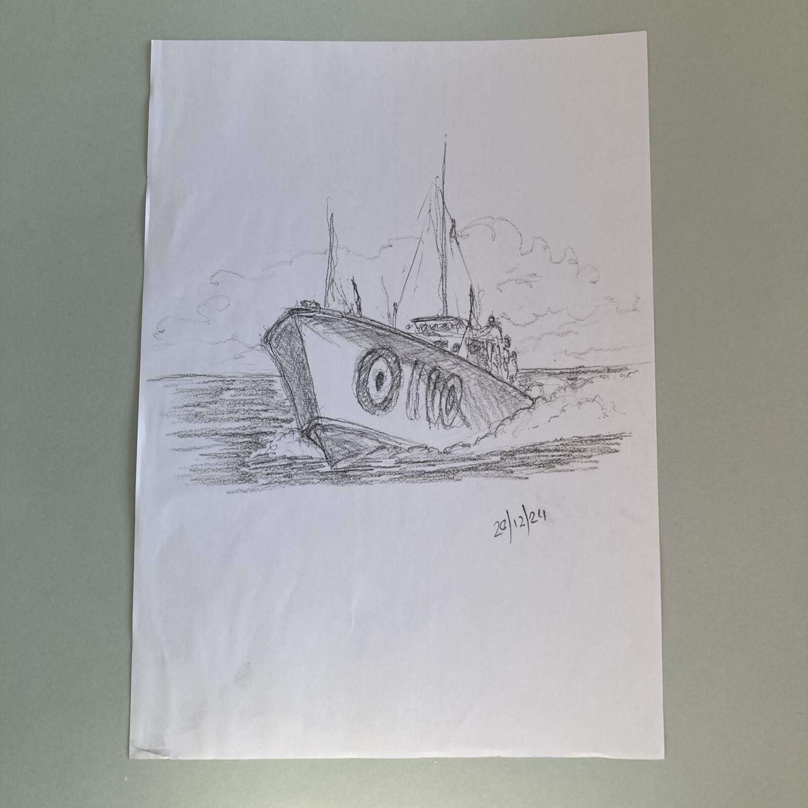 ~A4 sized Original charcoal drawing, RAF launch