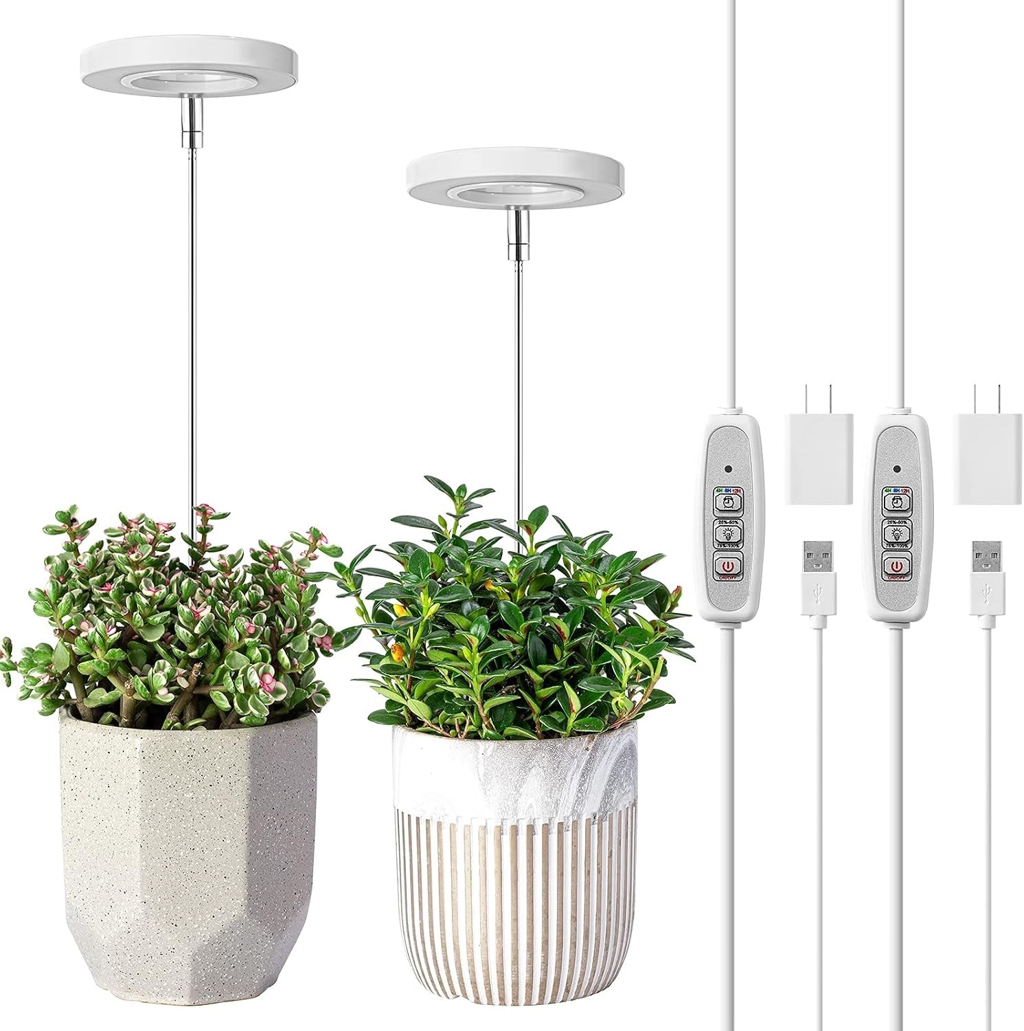 2 NEW PLANT GROW LIGHTS - LORDEM Full Spectrum LED Adjustable Height & Dimming