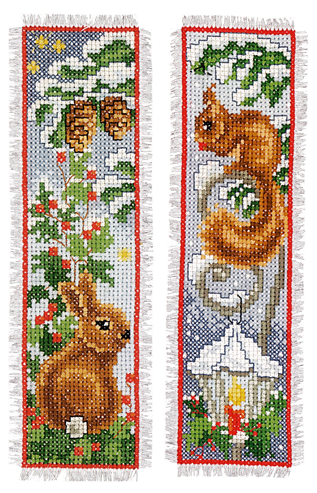 Vervaco Counted Cross Stitch Kit: Bookmark: Rabbit and Squirrel: Set of 2
