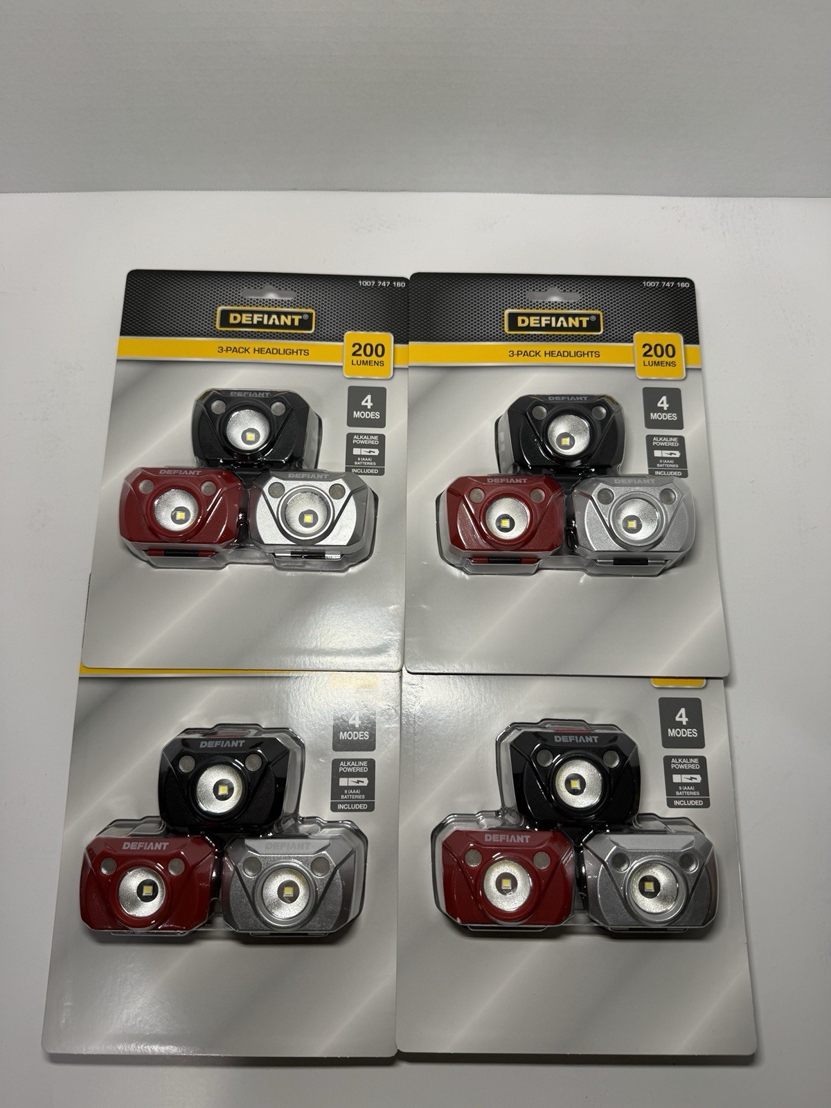 4 Packs Of 3 Defiant 200 Lumens Headlight (12-Pack)