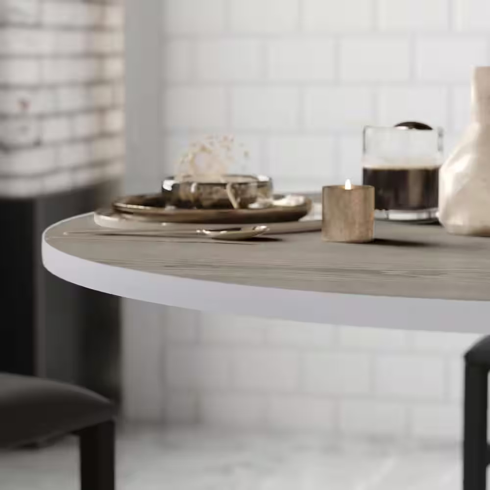 36 In. White/Gray round Table Top Only