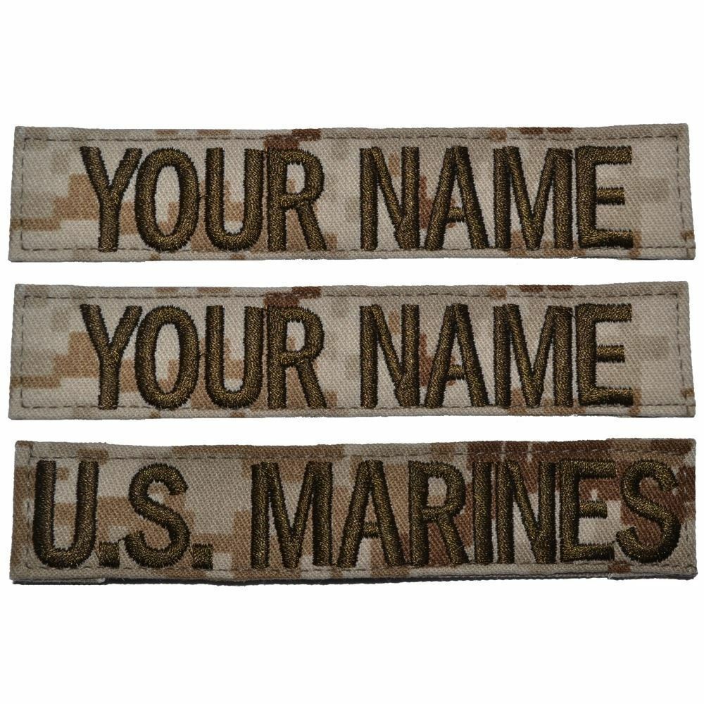 Custom 3 Piece Name Tape Set w/ Hook Fastener Backing - Desert Marpat