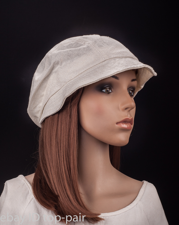 M488 Cute Brim Fashion Stripe Sparkle Women Summer Sun Hat Newsboy Beanie Cap