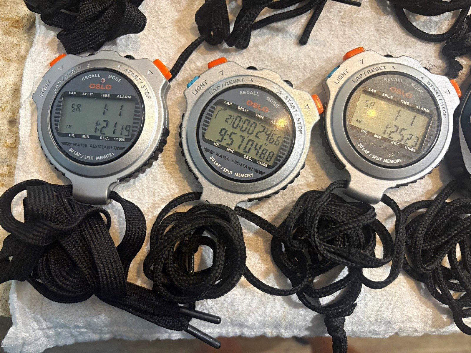 3 × OSLO Digital Stopwatch Timer Chronograph Alarm w/ Lanyard Gray/Black/Orange