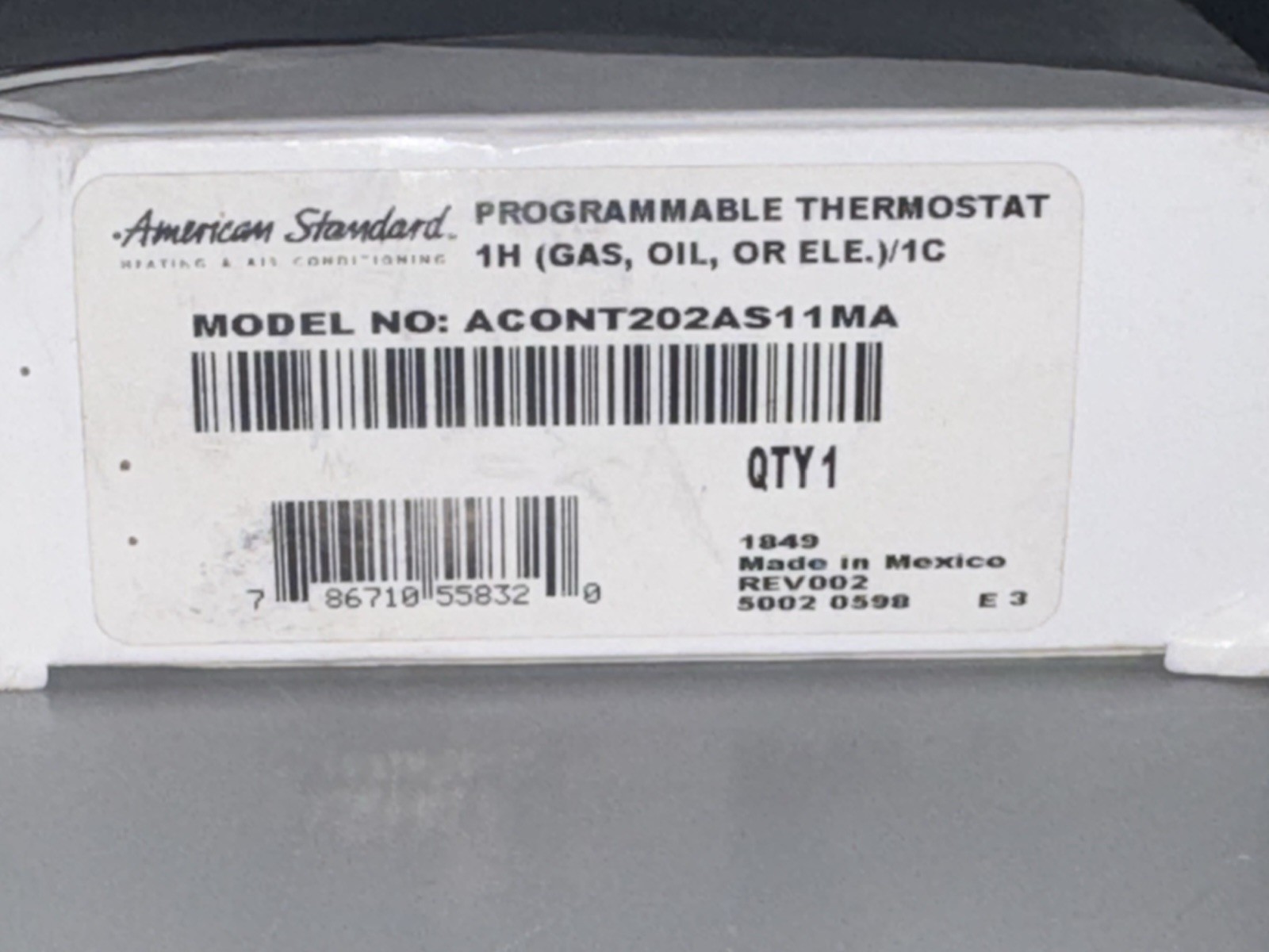 Trane ACONT202AS11MA Programmable Thermostat 1H/1C NEW