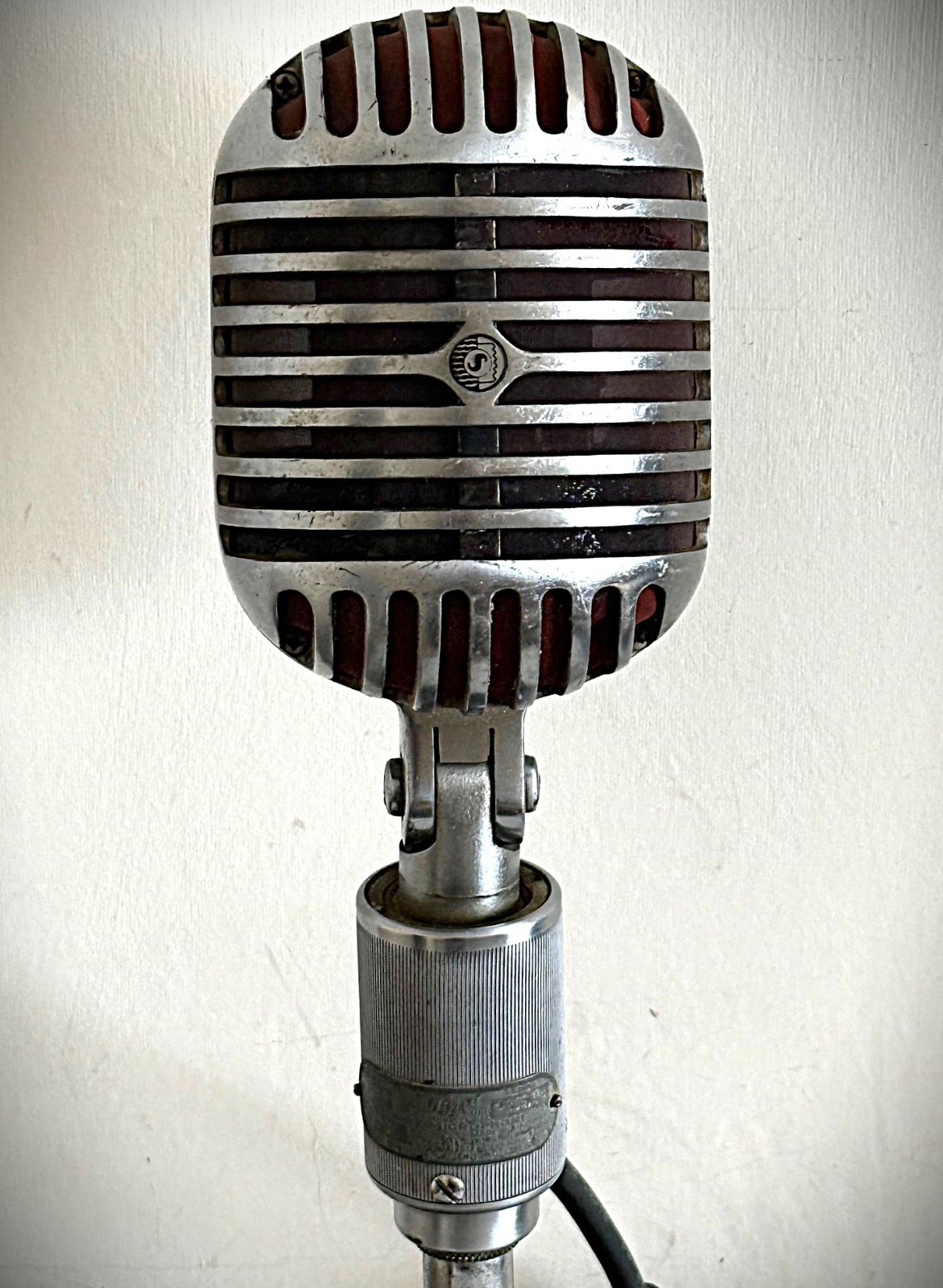 1950's Shure 556B Dynamic Microphone, working, includes adapter cable-stand-HEAR