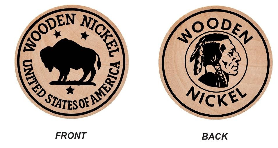 Buffalo Nickel Black Wooden Nickel 1.5" Collectible WN04
