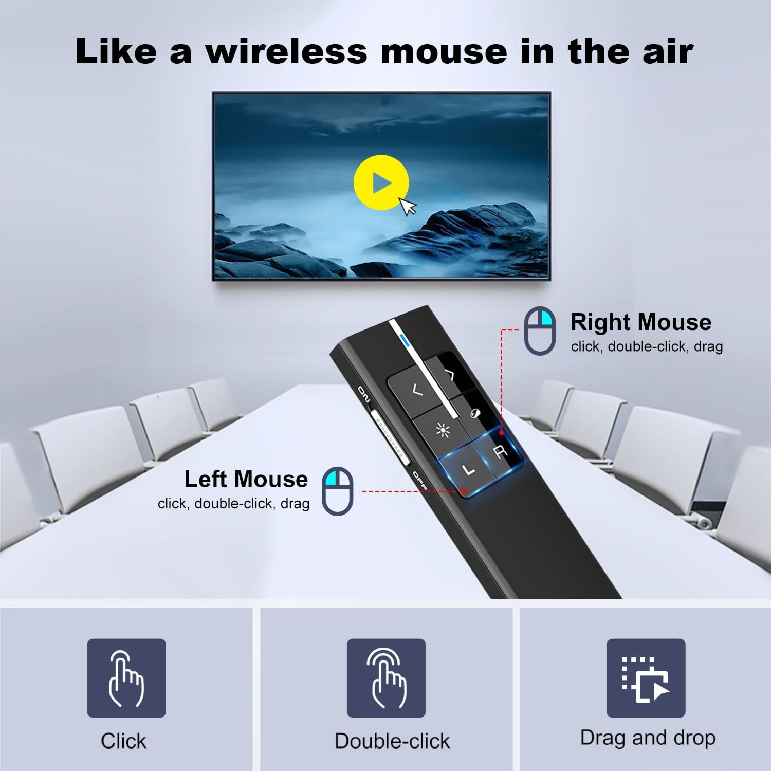 NORWII N99 Presentation Clicker Air Mouse Function Wireless Presenter USB Powerp