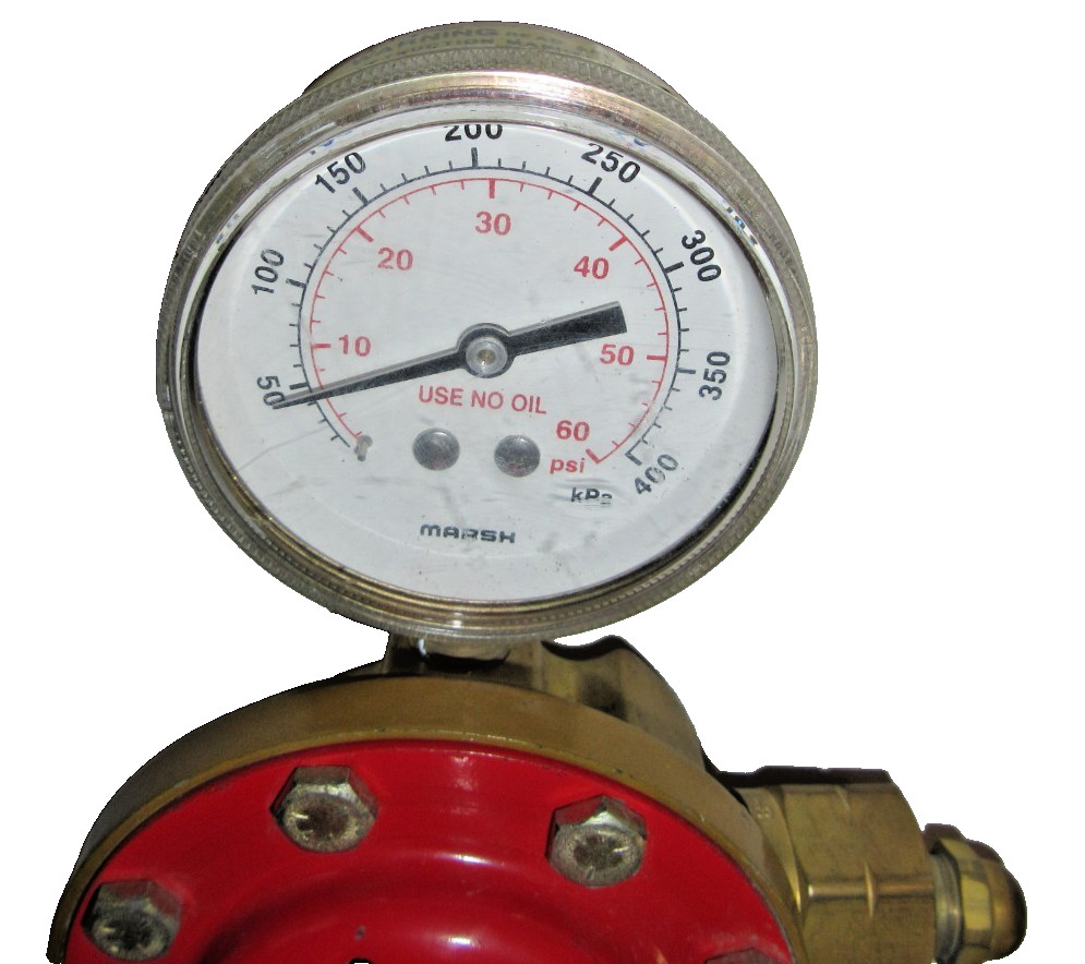 SMITH H1510A LP COMPRESSED GAS REGULATOR W/GAUGE & CONCOA FLASHBACK ARRESTOR