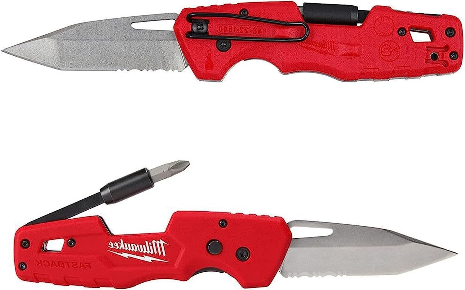 Milwaukee FASTBACK 5-in-1 Folding Knife Tanto Blade Screwdriver Bit Holder