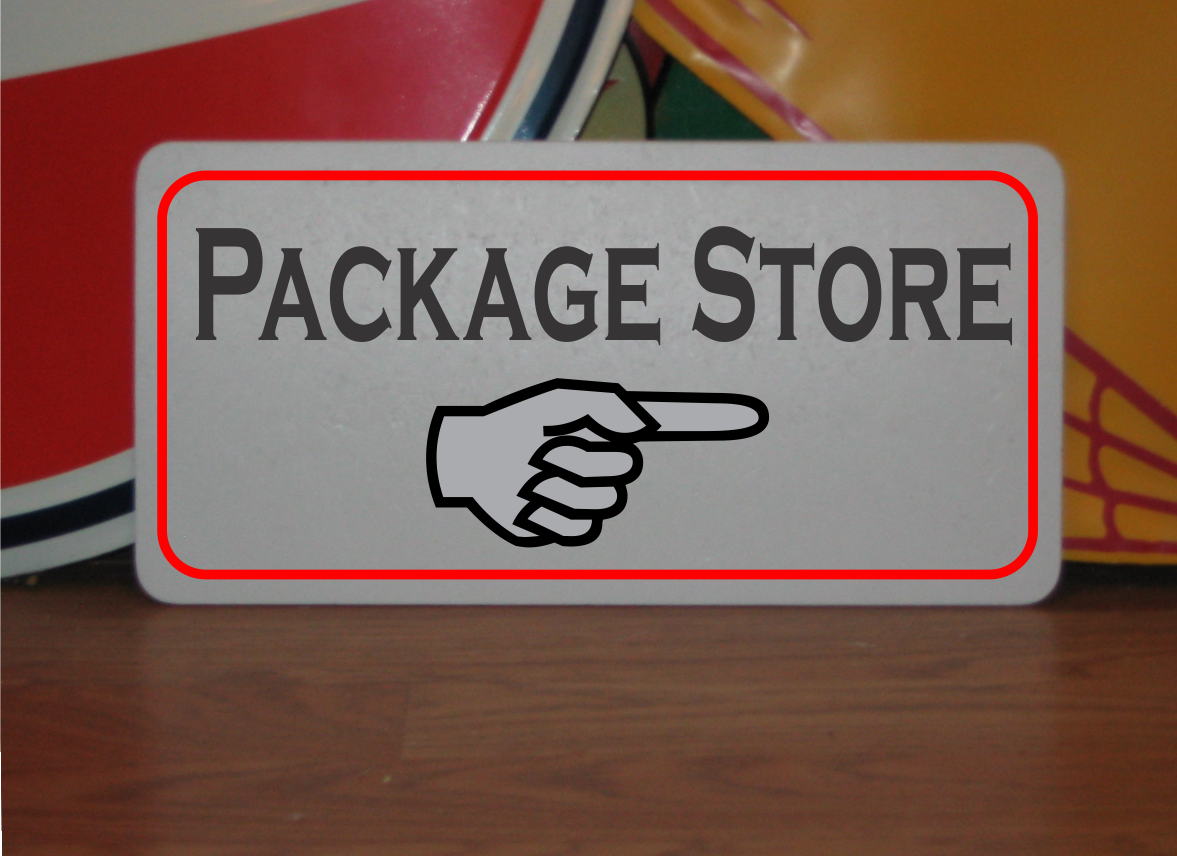 Package Store arrow Metal Sign