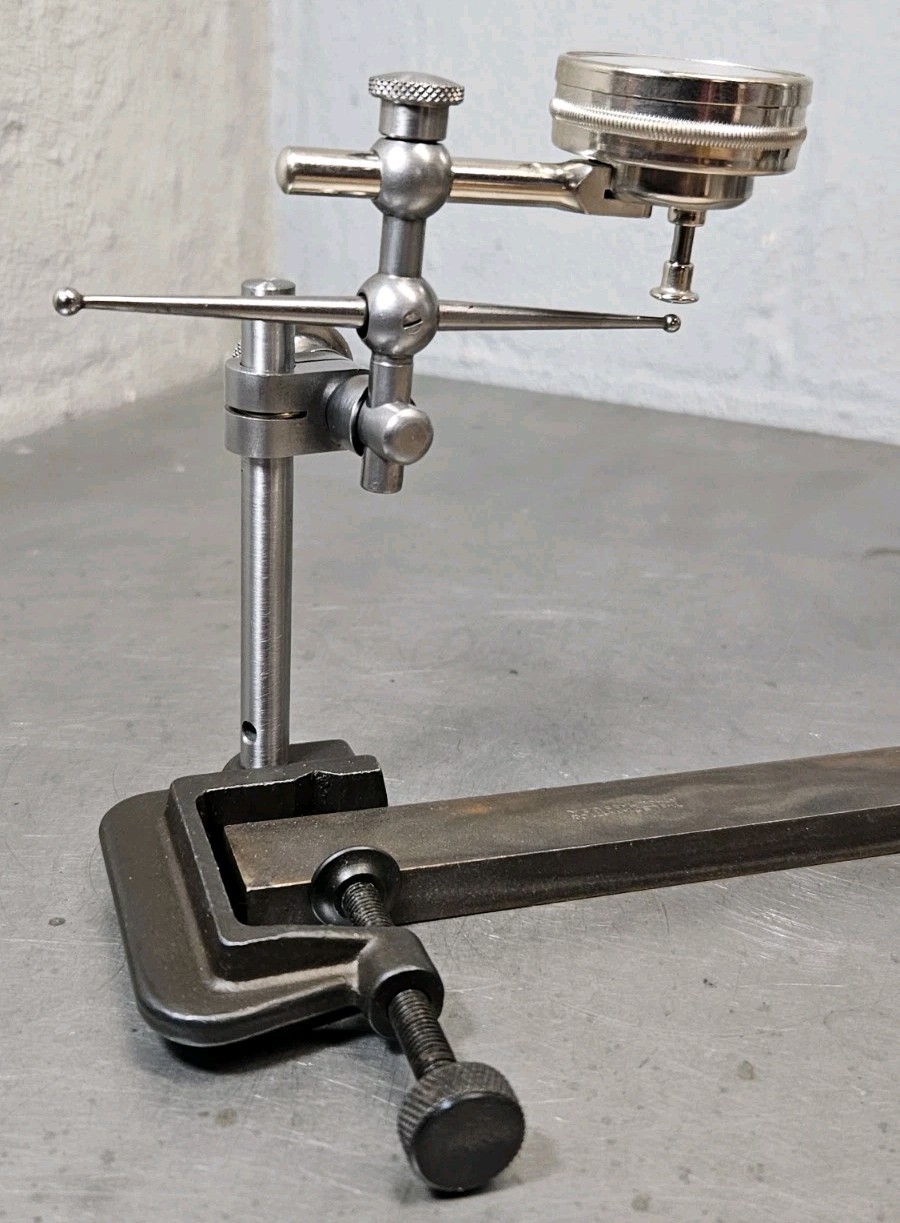 Starrett No. 196 dial indicator set with an Enco magnetic base