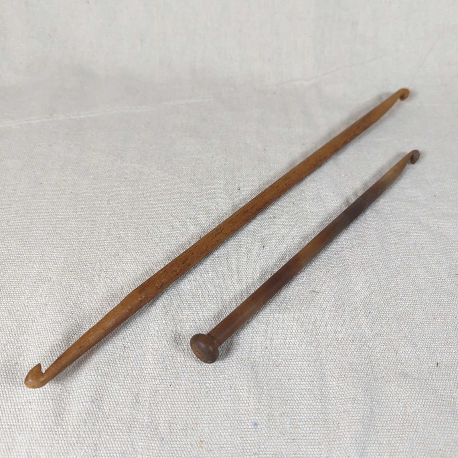Wooden Tunisian Crochet Hooks Afghan Set Long 15” & 9” Unmarked Lot 2