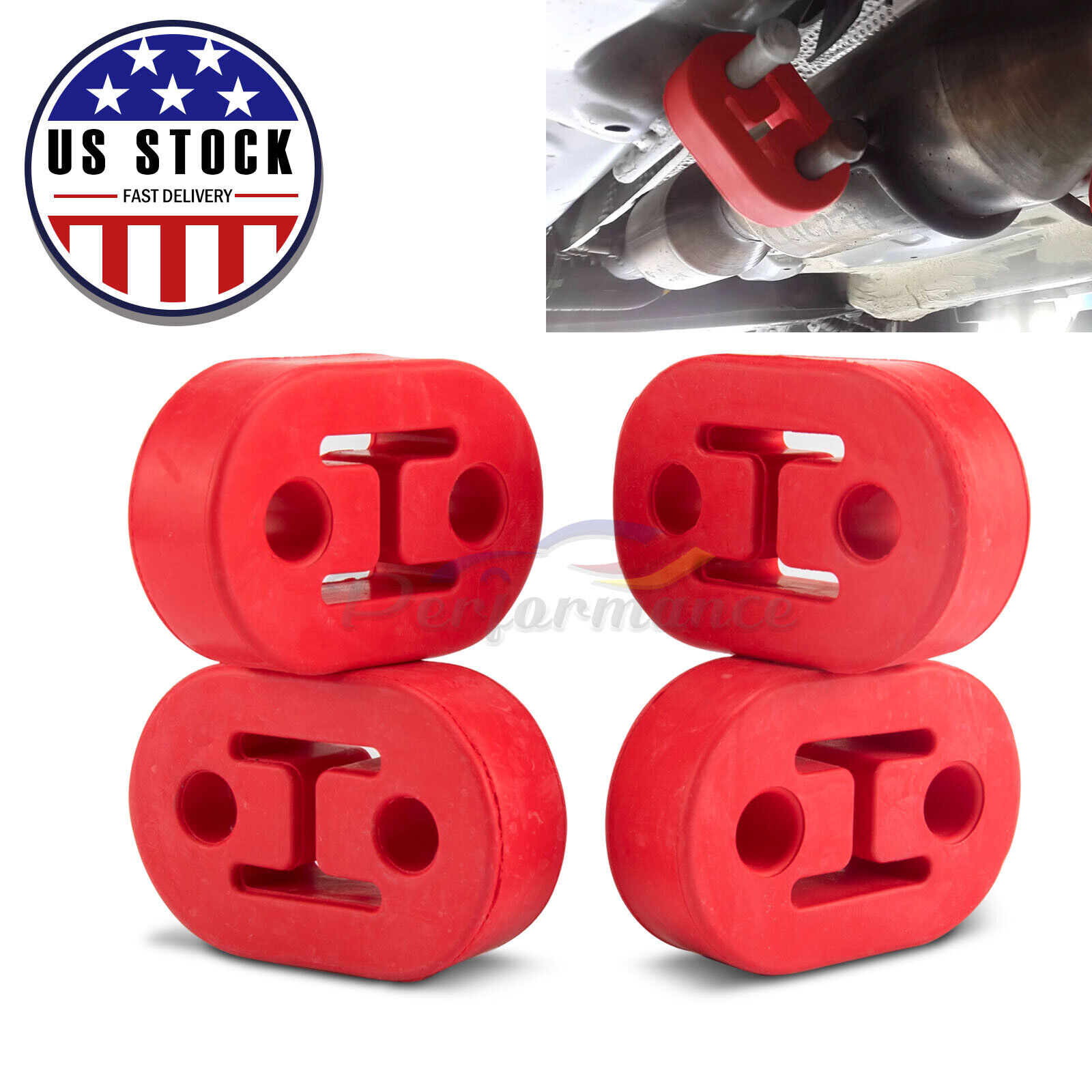 (4) Exhaust Tail Pipe Mount Bracket Hanger Bushing Insulator  Heavy Duty Rubber