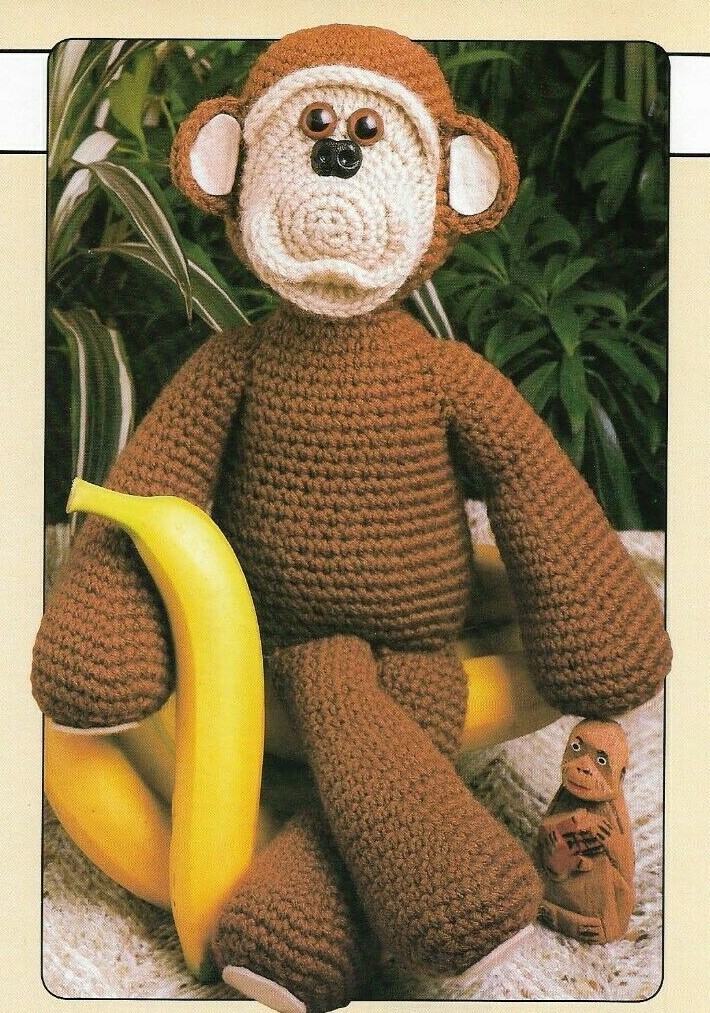 PLAYFUL MONKEY 18" STUFF ANIMAL TOY DIGEST SIZE CROCHET PATTERN INSTRUCTIONS