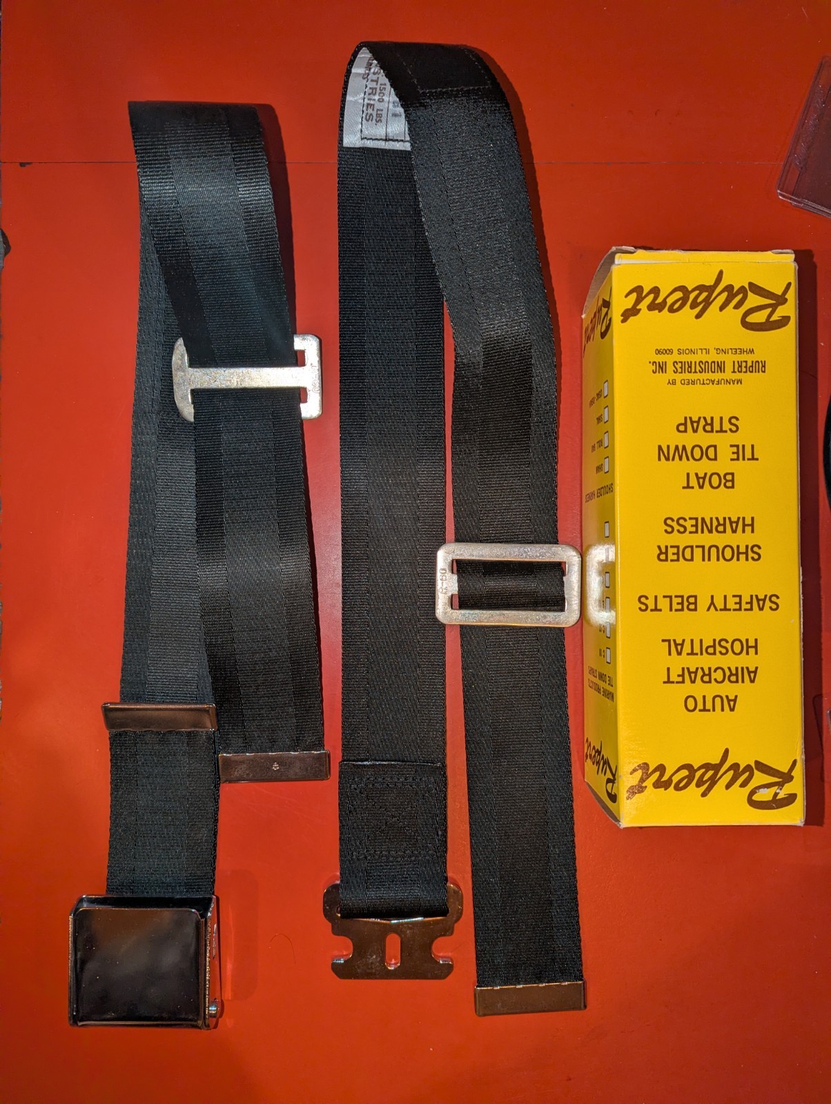 Rupert Industries Aircraft Seat Belt NOS In Box #65-51 Black Metal-To-Metal 1981