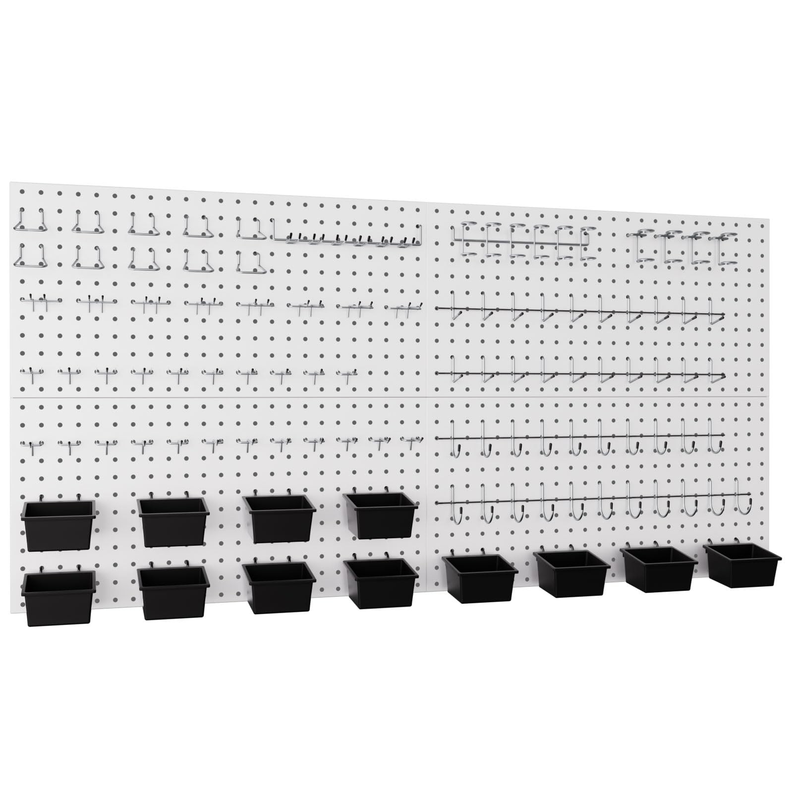 INCLY 158PCS Metal Pegboard Wall Organizer, 48x24 Inch White Pegboard Panels ...