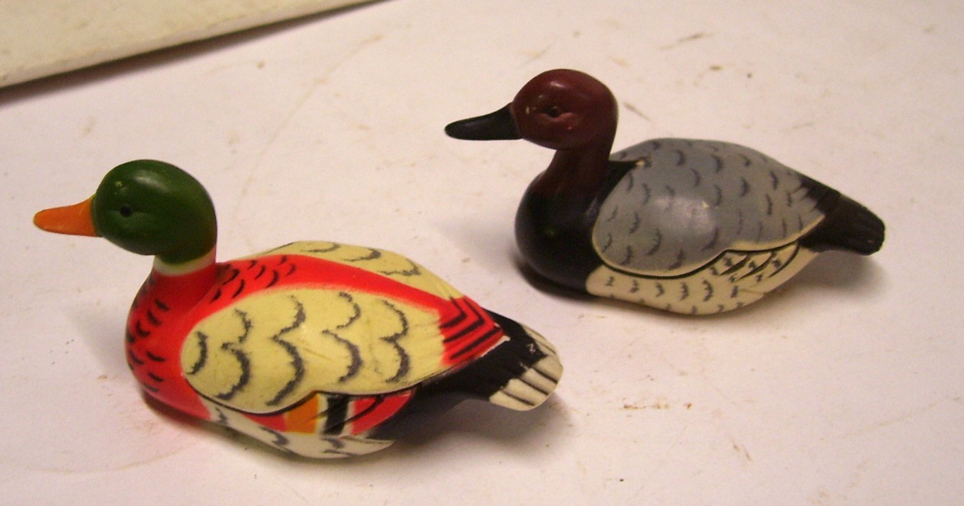 Two vintage Realistic Novelty Pencil Sharpener Ducks, Hong Kong