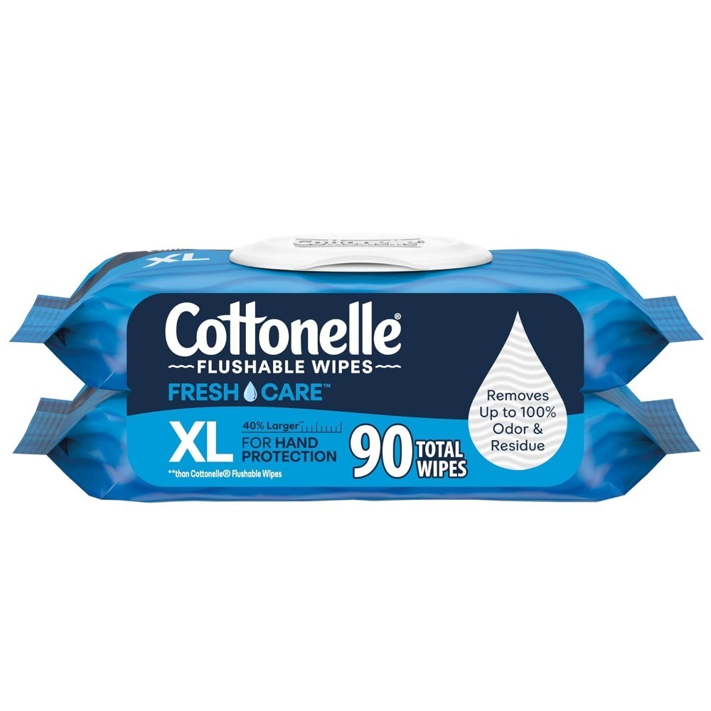 Flushable Wet Wipes for Adults XL Large 2 Packs 45 Wipes Per Pack 90 Total Wipes