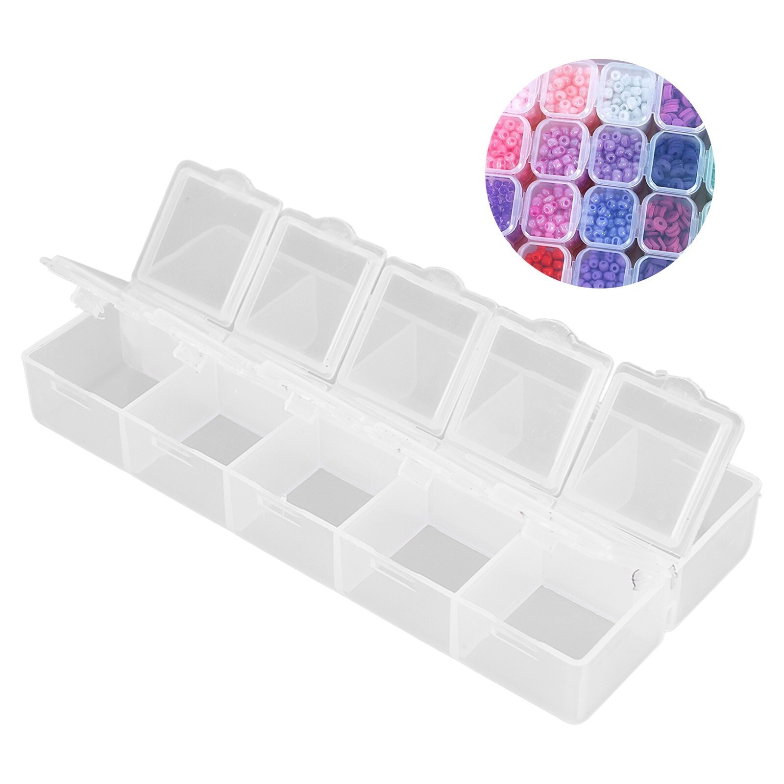 Grid Organizer Box White Plastic 10 Compartment Storage Container for Jewelry