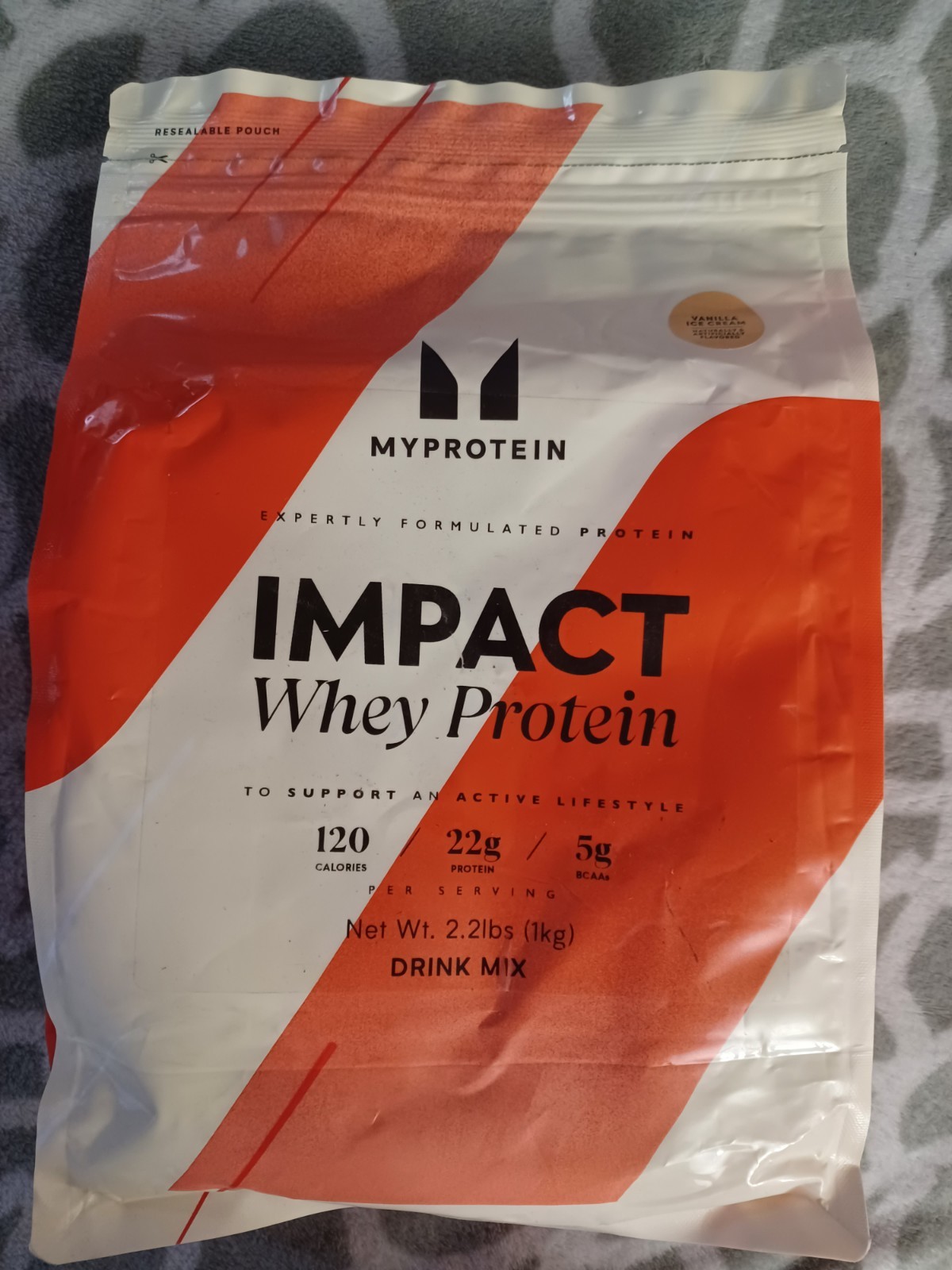 MyProtein Impact Whey Protein  2.2 Lbs Vanilla Ice Cream Drink Mix Best By 7/26