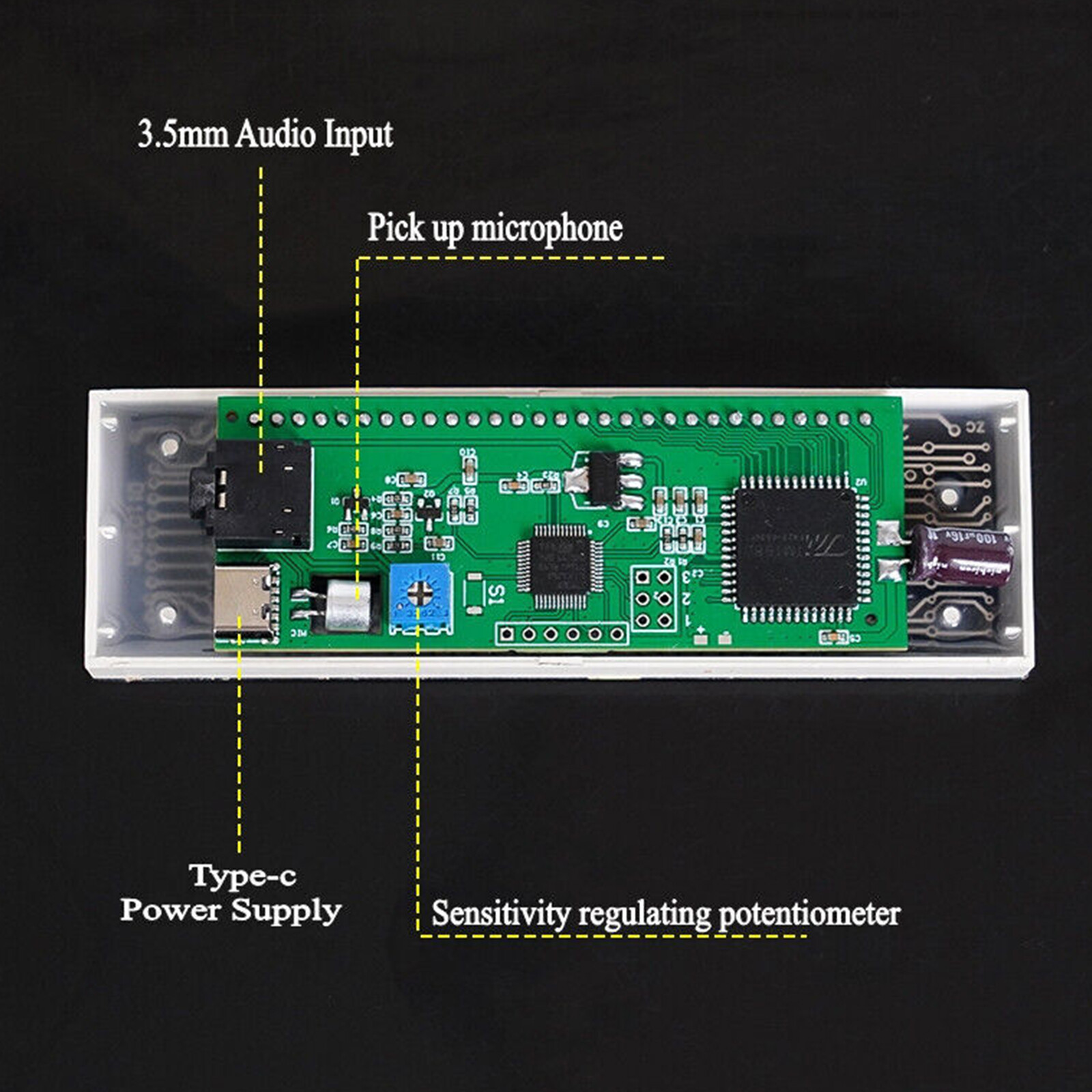 LED Sound-controlled Audio Level Indicator VU Meter 15-segment Spectrum Display