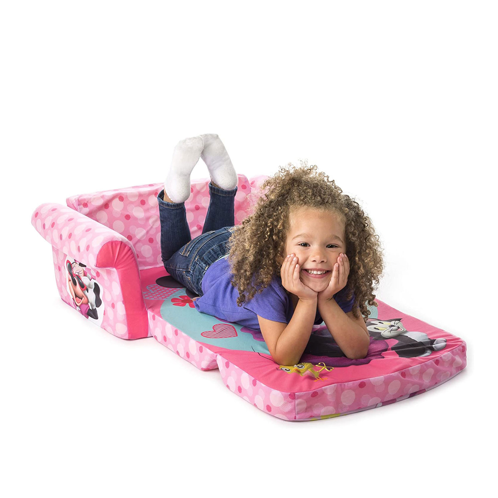 Marshmallow Furniture Kids 2-in-1 Flip Open Sofa Bed, Minnie Mouse (Open Box)