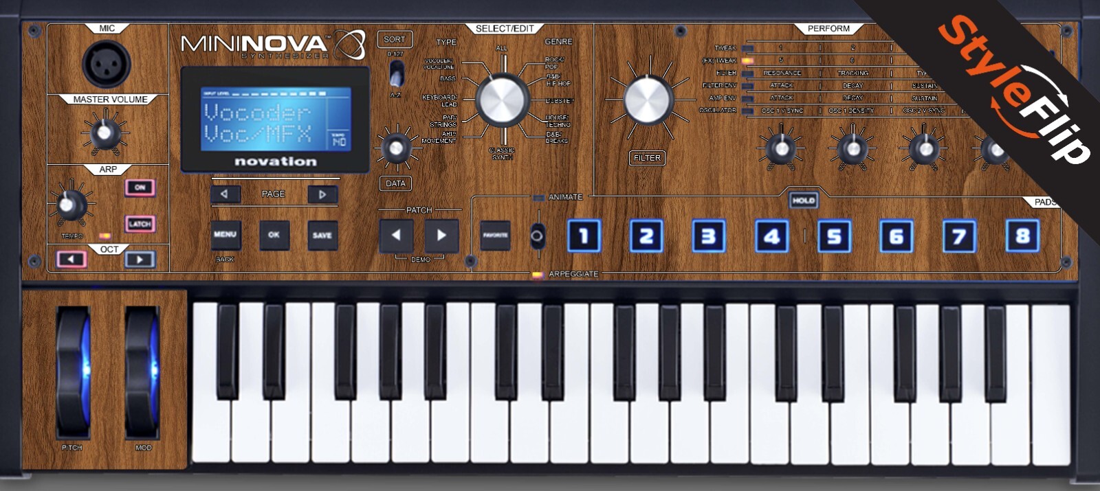 Novation MiniNova Synthesizer | Wood 2  | Protective Decal | StyleFlip Skins