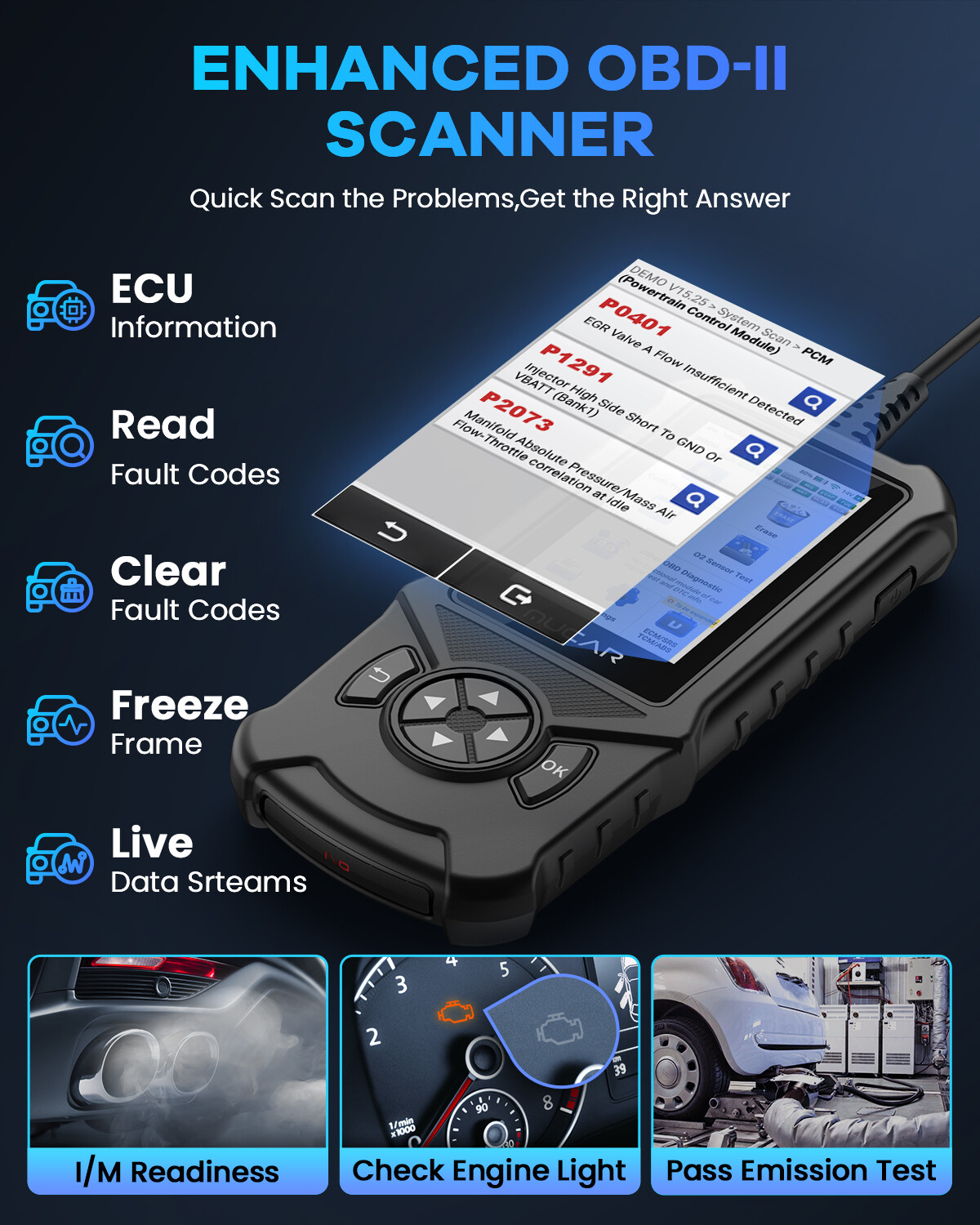 Automotive Car OBD2 Scanner Fault Code Reader Check Engine Light Diagnostic Tool