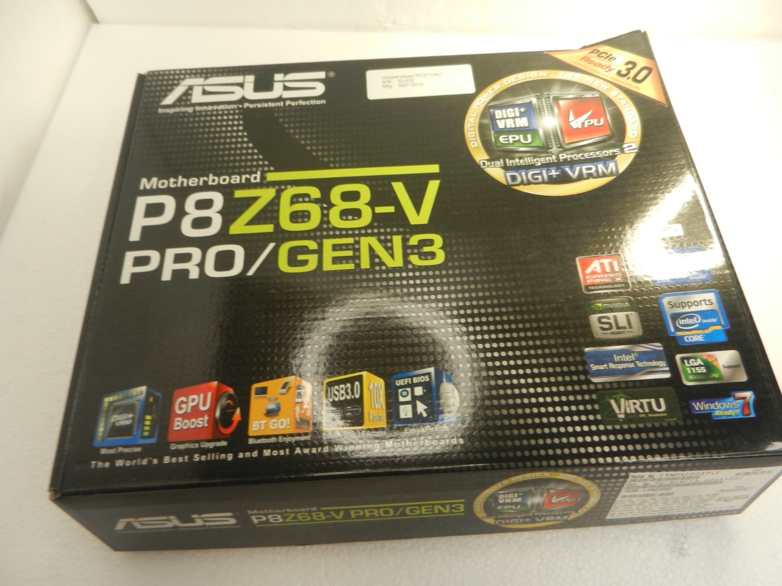 Asus P8Z68-V PRO  EMPTY BOX + Manual + i/o shield + Drivers & Utilities CD/DVD