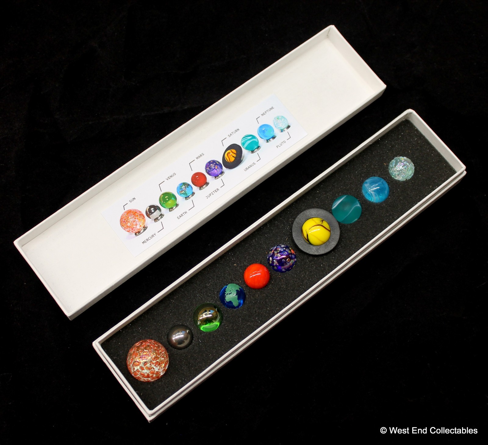 Collectors Boxed Miniature Solar System Orrery Globe Planet Marbles Set- 14-22mm