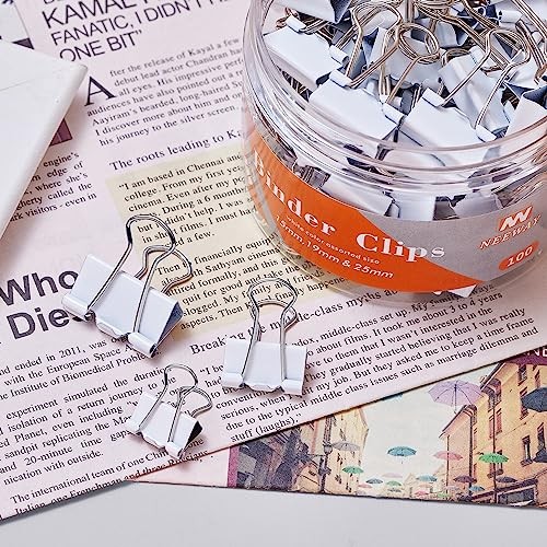 Binder Clips Assorted Sizes, White Binder Clips Set for Office and Home Use -