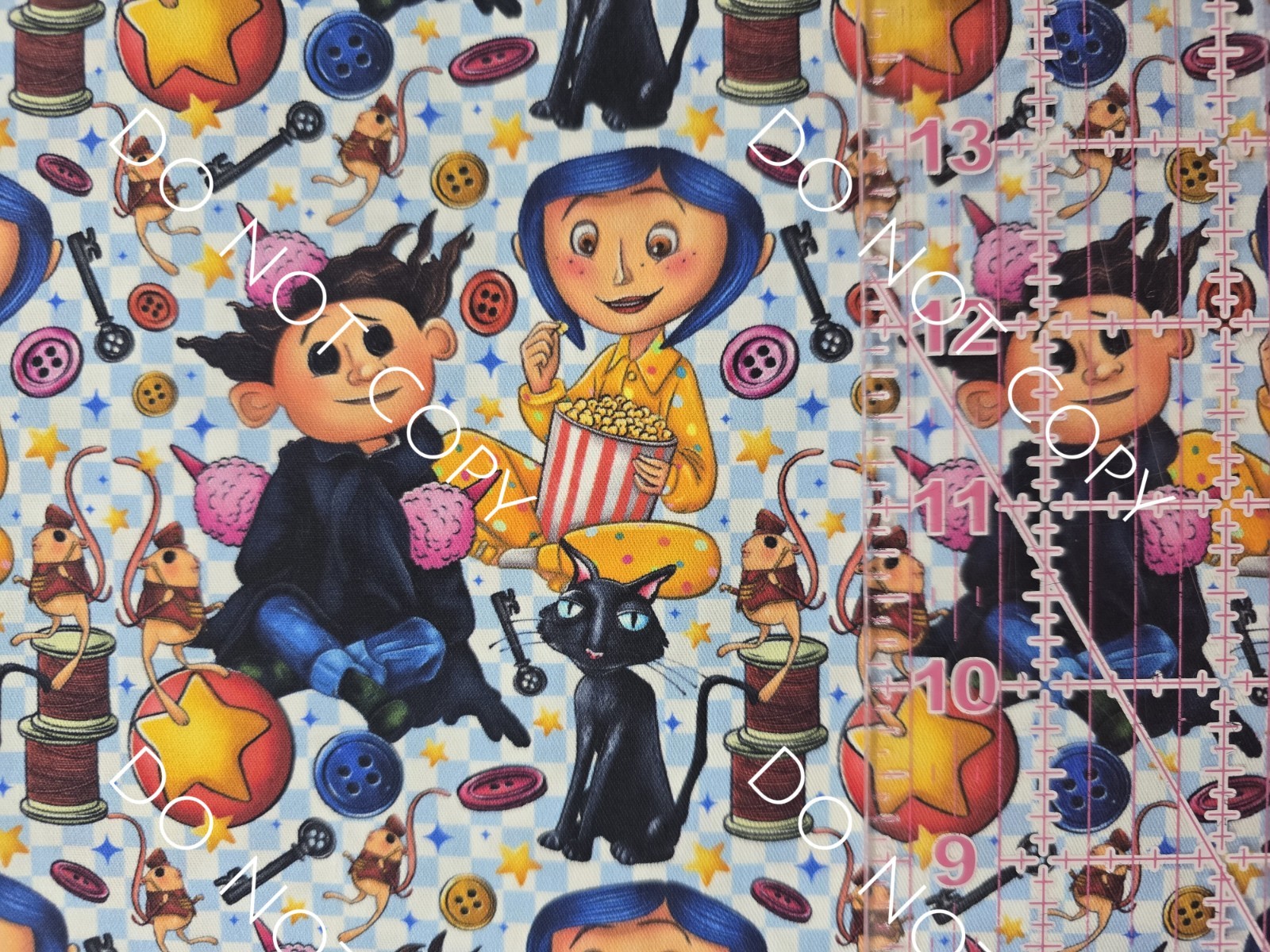 Custom 100% Cotton Woven Fabric Button Eyed Girl Movie By The 1/4 Yard 9x56 V4