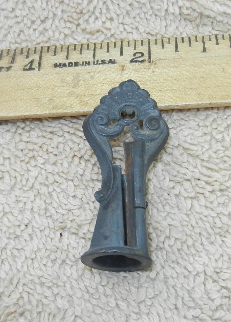 Antique 19th Century Pewter Pocket Pencil Sharpener Oriental Markings !