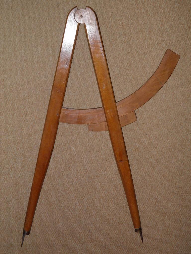 Antique V Large Oak Marine Surveyors-44" Measur Tool Dividers By Tennent Glasgow