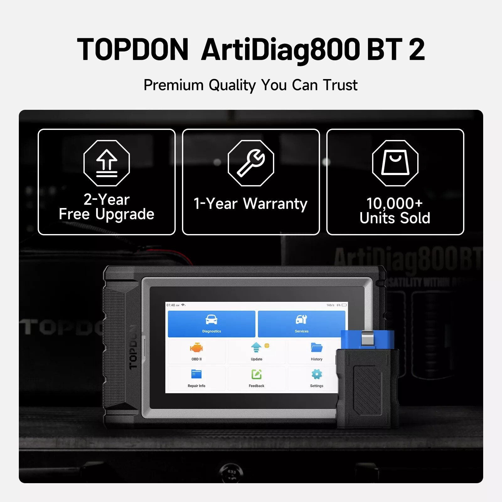 TOPDON AD800BT 2 OBD2 Scanner Tool Full System Diagnostic Tool ENG ABS SRS TPMS