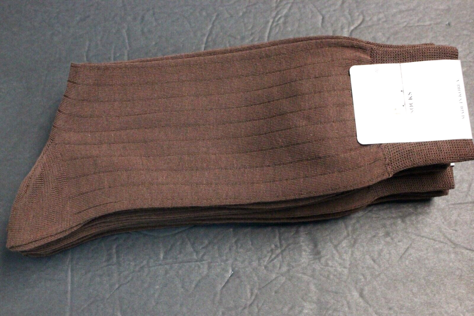 6 PAIRS MEN'S DRESS Work Socks SIZE 10-13 shoe 8-12 COTTON Brown tapue RIB