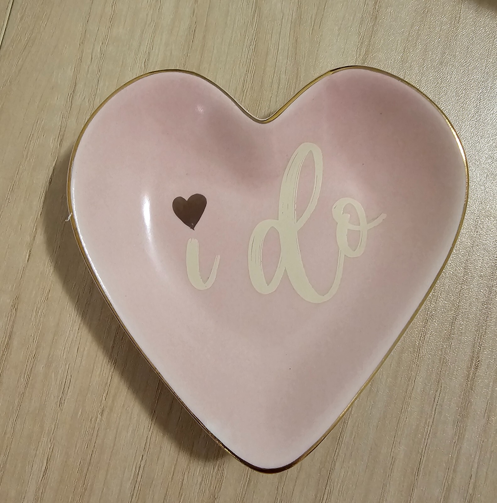 Heart Shaped "I Do" Ceramic Trinket Dish About 4 Inches Wide