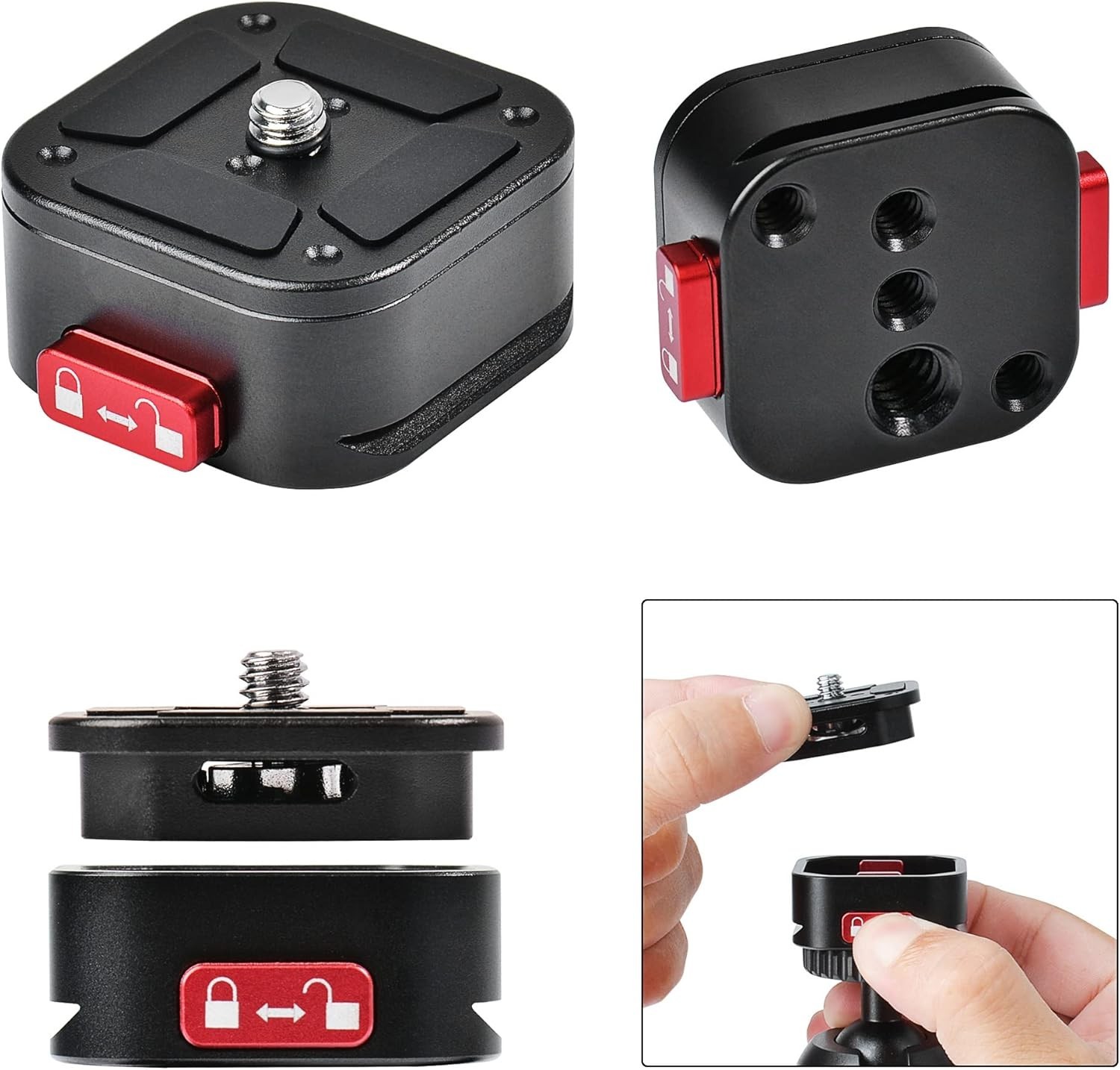 Quick Release Plate, Camera Tripod Mount Arca Swiss QR Plate Fast Claw Red