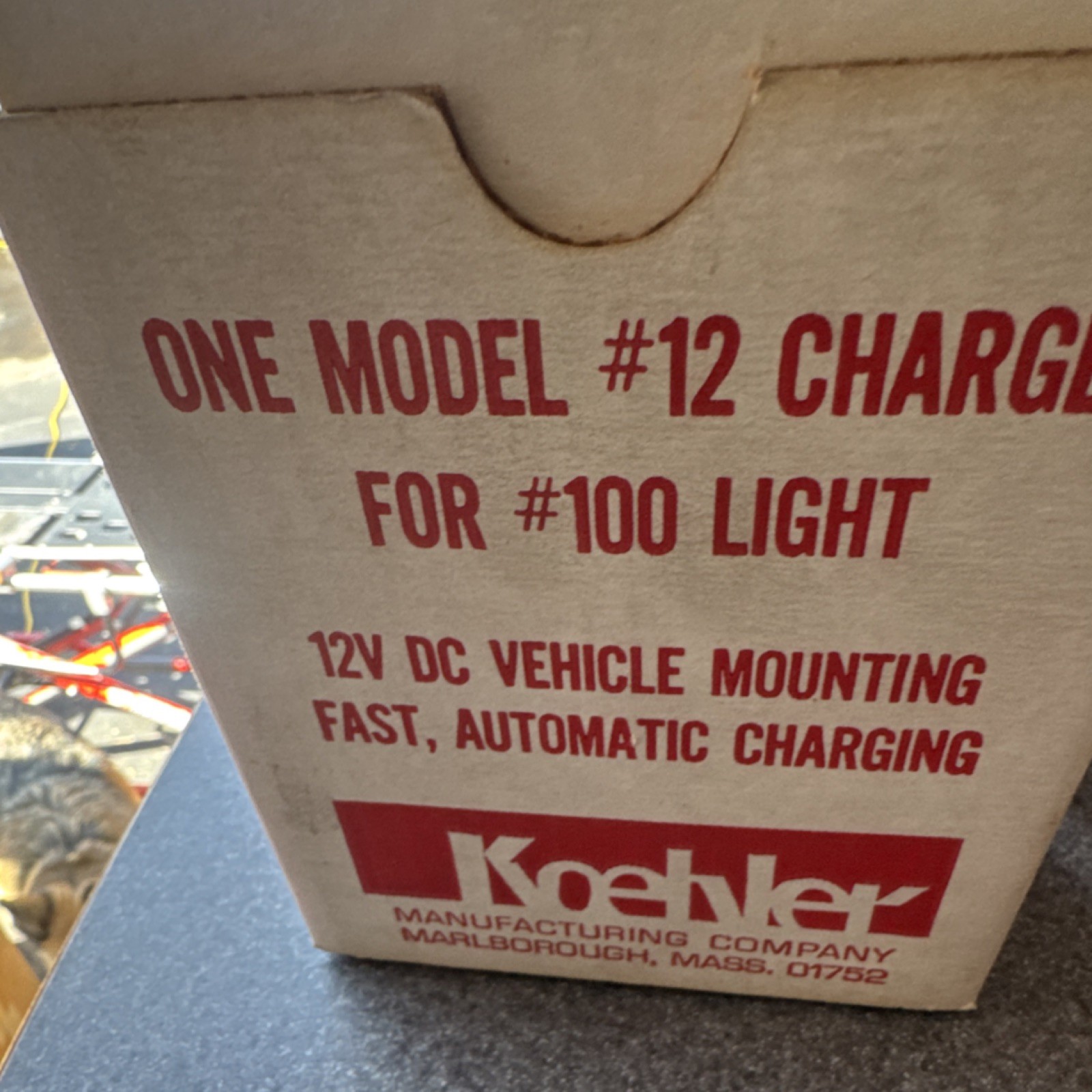 Koehler Model 12 Battery Charger for 100 Light 12V DC Vehicle Mount