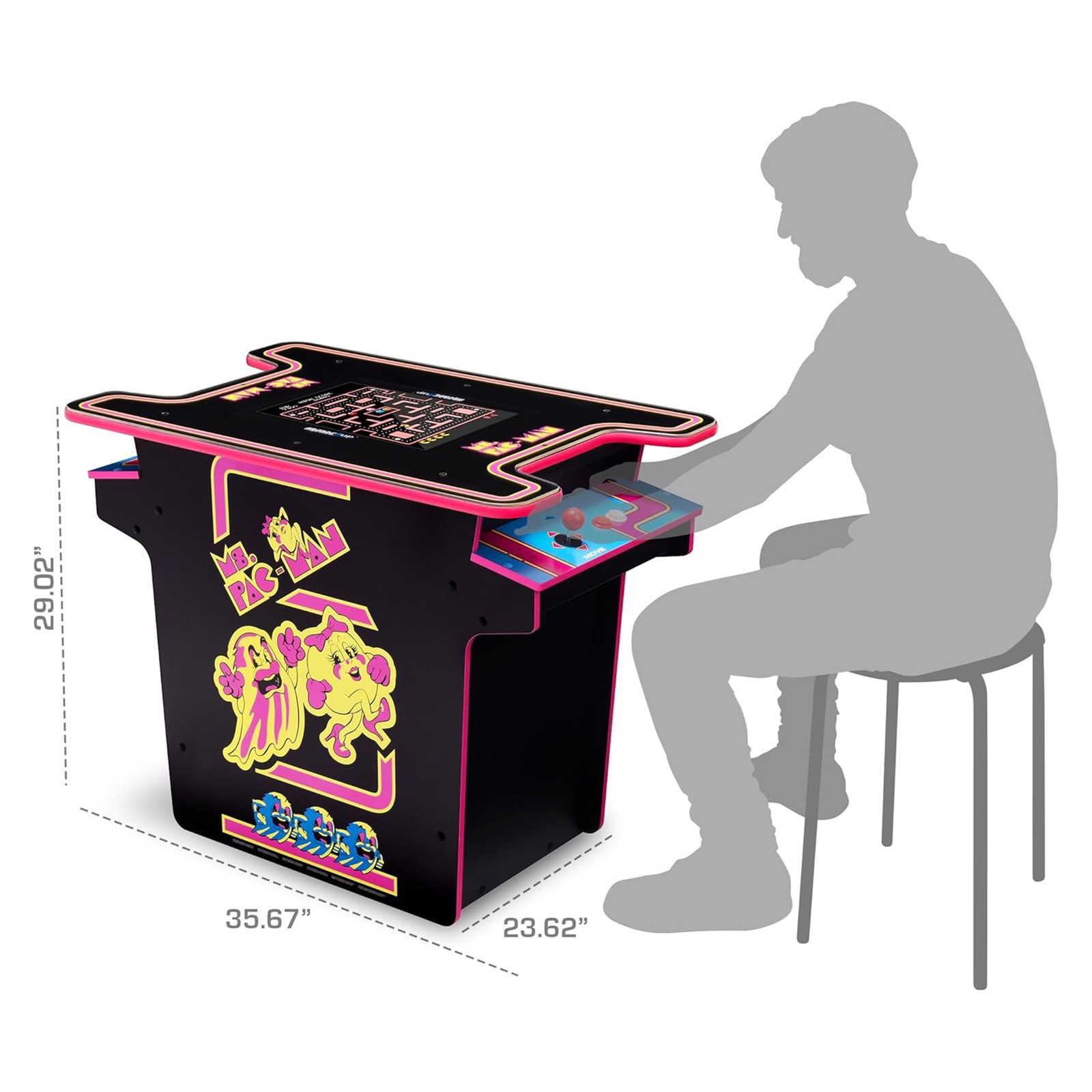Arcade1Up Ms.PAC-MAN Arcade Cocktail Table 2 Player Control Panel (Open Box)