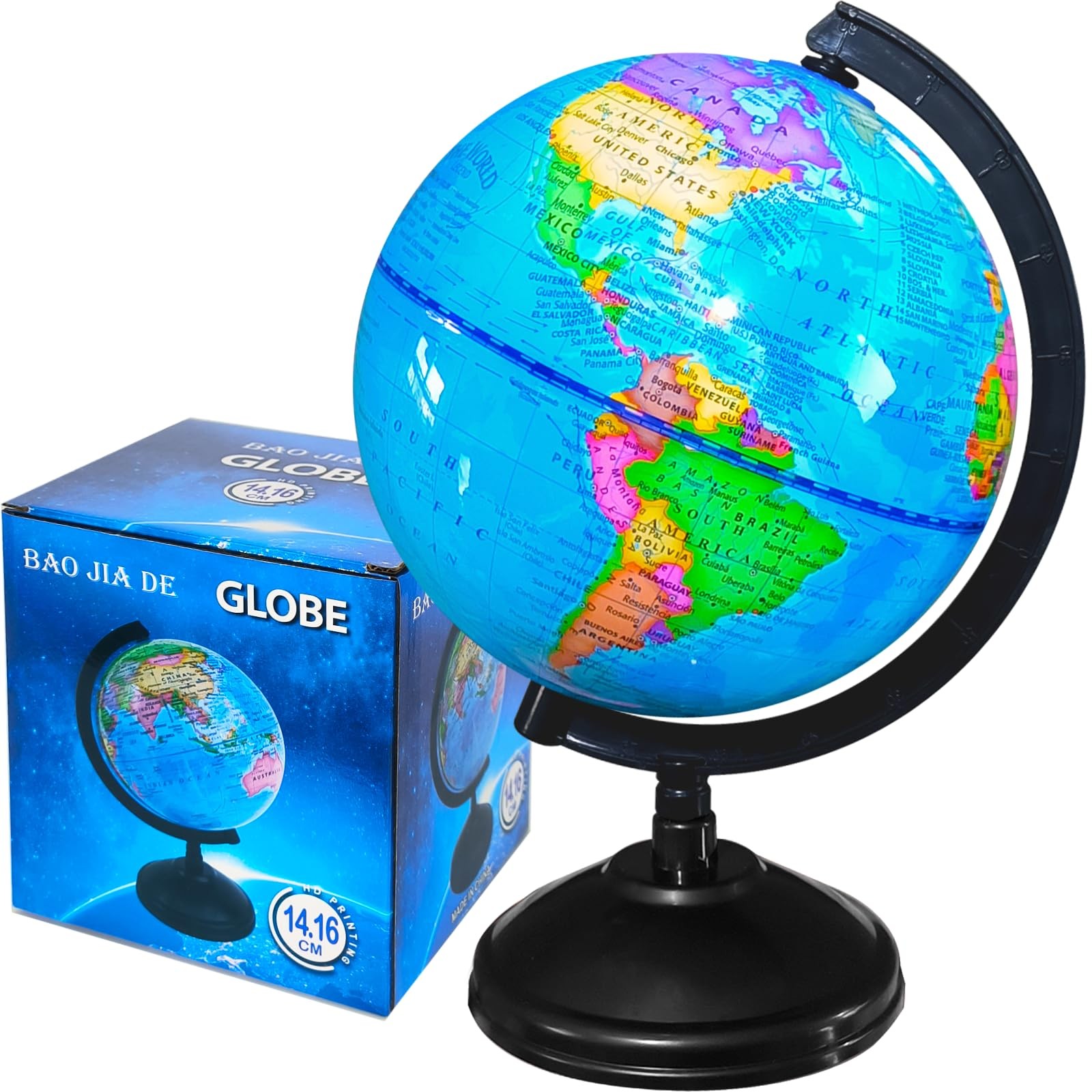 WORLD GLOBE EARTH Map Rotating Geography Ocean Classroom Learning Desktop