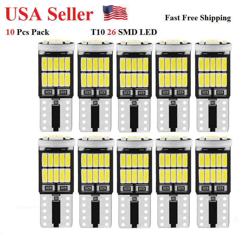 10 X LED T10 W5W 194 921 Super Bright 6000k Light Bulb Side Marker License Plate