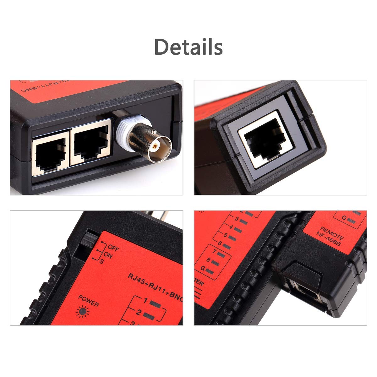 NF468B Network Cable Tester RJ45 RJ11 BNC Tracker Small, Black
