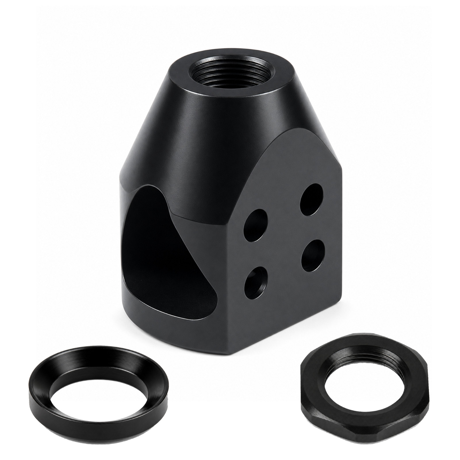 Steel 9mm Short Compact Mini Tanker Style Muzzle Brake 1/2x36 Thread